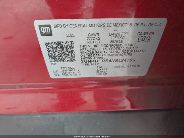 3GNKBERS4NS124705 Chevrolet Blazer Fwd Rs