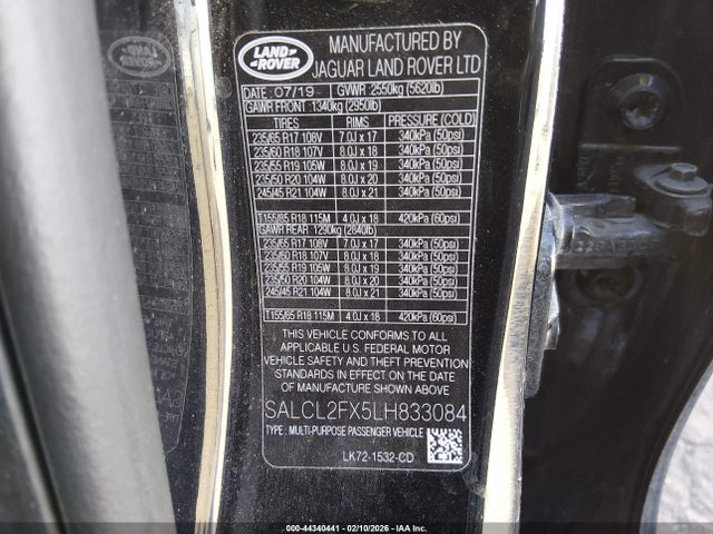 SALCL2FX5LH833084 Land Rover Discovery Sport R-dynamic Se