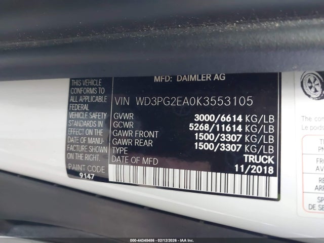 2019 MERCEDES-BENZ METRIS WD3PG2EA0K3553105 Photo 8