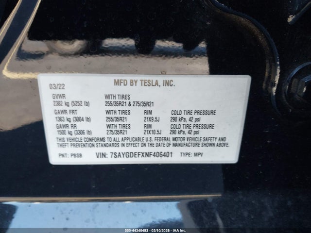 2022 TESLA MODEL Y 7SAYGDEFXNF406401 Photo 8