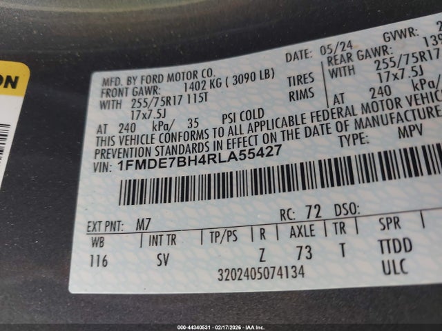 1FMDE7BH4RLA55427 Ford Bronco Big Bend