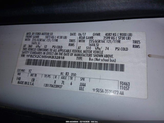 1FBZX2CM5HKB32818 Ford Transit-350 Xl
