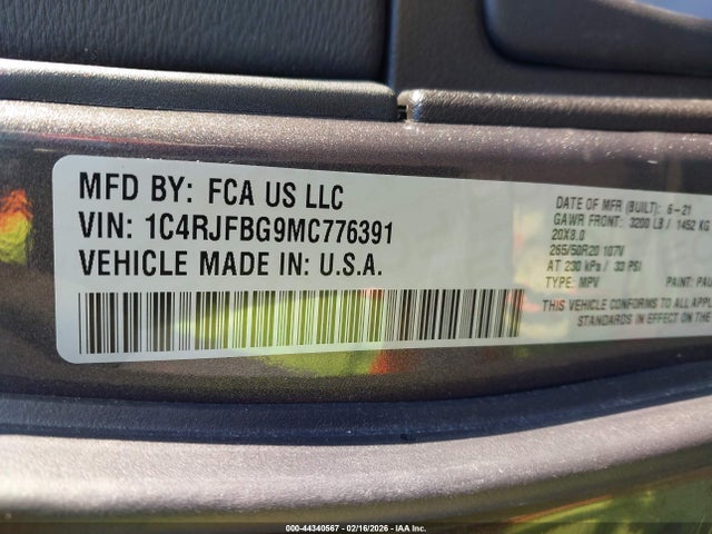 Продаж на аукціоні авто 2021 Jeep Grand Cherokee 80th Anniversary 4x4, vin: 1C4RJFBG9MC776391, номер лоту: 44340567