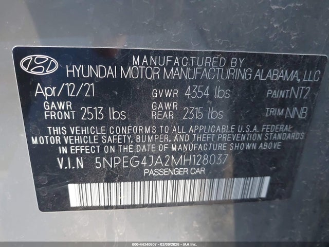 2021 HYUNDAI SONATA 5NPEG4JA2MH128037 Photo 8