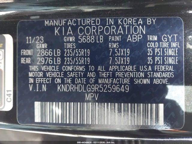 Aukcja sprzedaży 2024 Kia Sorento Hybrid Ex, vin: KNDRHDLG9R5259649, numer aukcji: 44340628