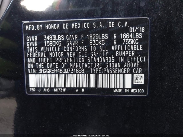 3HGGK5H48JM731658 Honda FIT LX