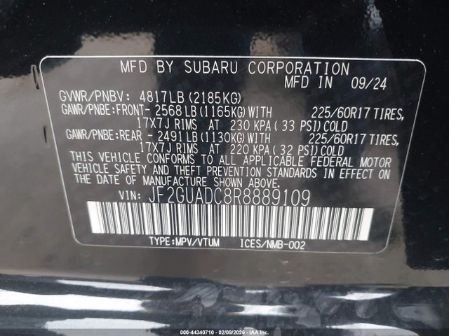 Subaru Crosstrek Premium 2024 JF2GUADC8R8889109 Image 9