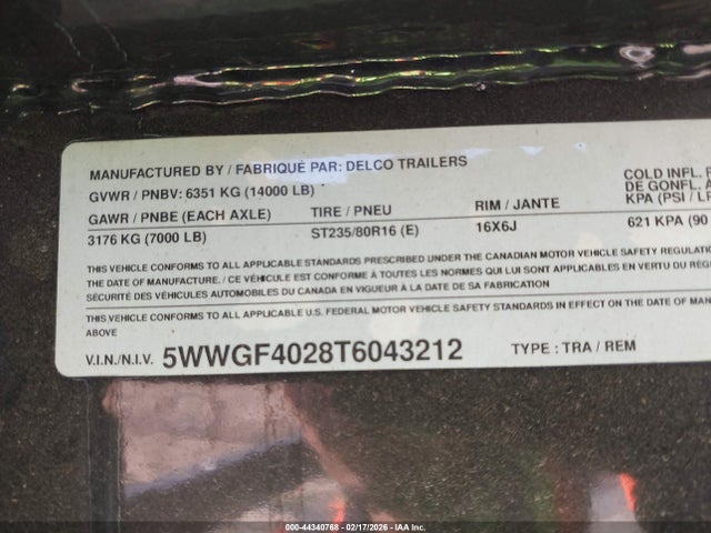 5WWGF4028T6043212 Delco Flatbed