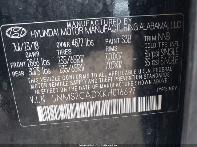 Hyundai Santa Fe Se 2019 5NMS2CADXKH016697 Image 9
