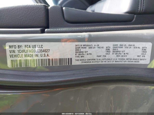 1C4RJFAG6LC354627 Jeep Grand Cherokee Altitude 4x4