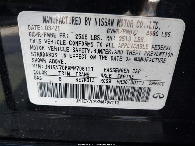 JN1EV7CPXMM706113 Infiniti Q50 Signature Edition