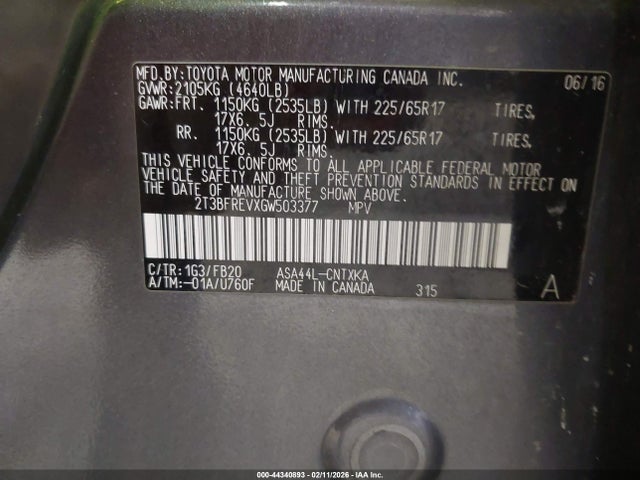 Toyota RAV4 LE 2016 2T3BFREVXGW503377 Image 9