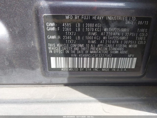 4S4BRCLC3E3227562 Subaru Outback 2.5i Limited