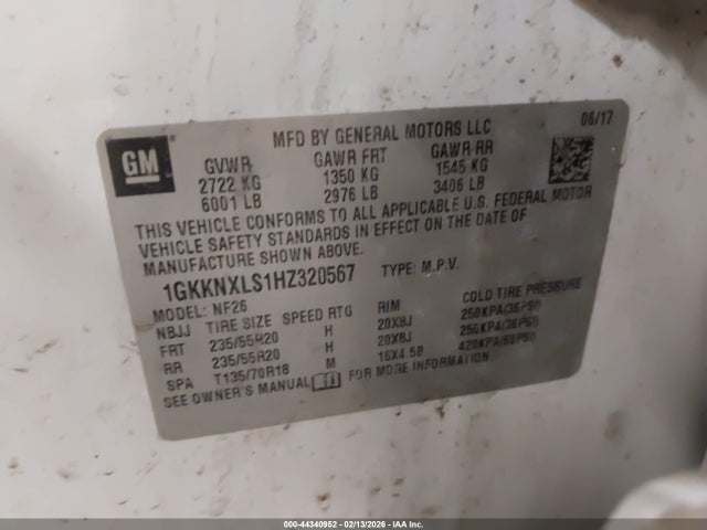 Продаж на аукціоні авто 2017 Gmc Acadia Denali, vin: 1GKKNXLS1HZ320567, номер лоту: 44340952