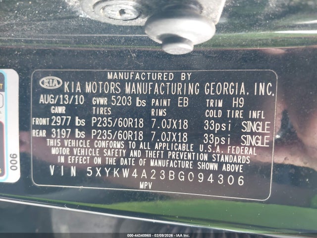 2011 KIA SORENTO 5XYKW4A23BG094306 Photo 8