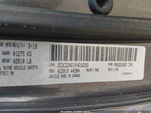 Dodge Challenger Sxt 2019 2C3CDZAG1KH616293 Image 9