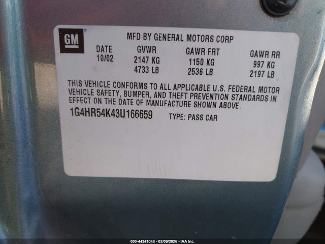 Продажа на аукционе авто 2003 Buick Lesabre Limited, vin: 1G4HR54K43U166659, номер лота: 44341048