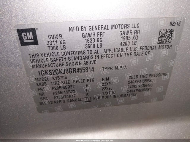 1GKS2CKJ8GR455814 GMC YUKON DENALI