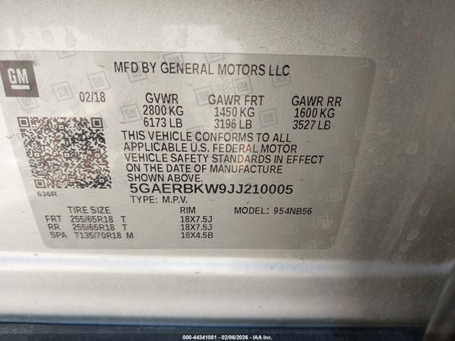 Aukcja sprzedaży 2018 Buick Enclave Essence, vin: 5GAERBKW9JJ210005, numer aukcji: 44341081