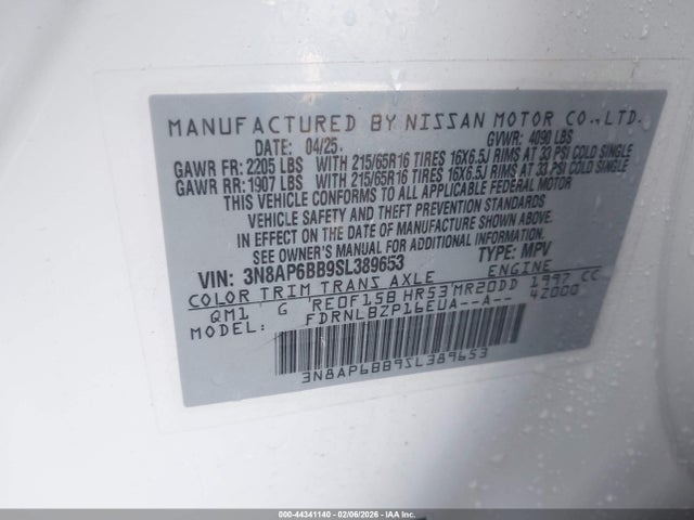 3N8AP6BB9SL389653 Nissan Kicks S Intelligent Awd