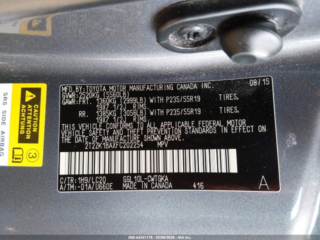 2T2ZK1BAXFC202254 Lexus RX 350