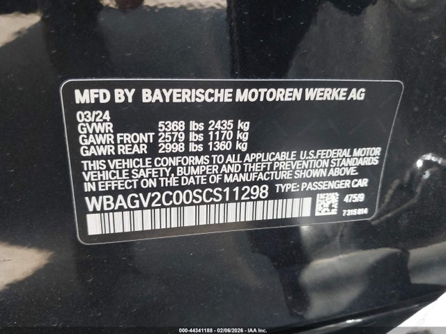 Aukcja sprzedaży 2025 Bmw 840 Gran Coupe I, vin: WBAGV2C00SCS11298, numer aukcji: 44341188