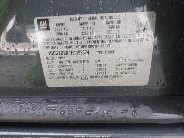 1GCGTDEN1H1192374 Chevrolet Colorado Z71