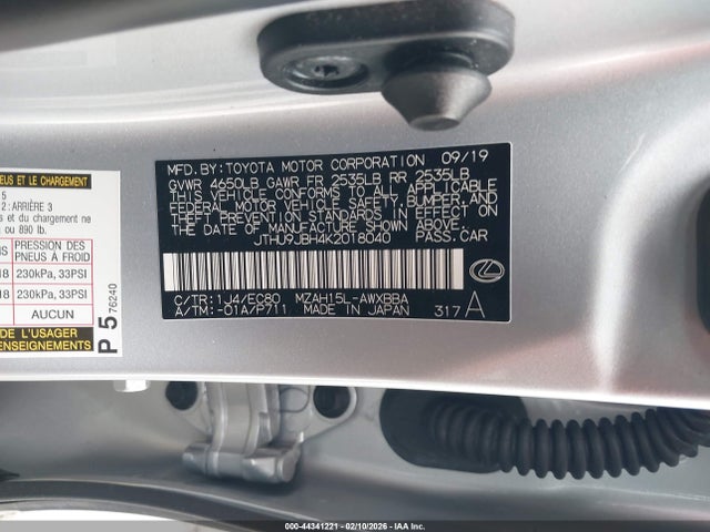 JTHU9JBH4K2018040 Lexus UX 250H