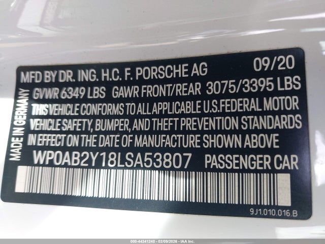 WP0AB2Y18LSA53807 Porsche TAYCAN 4S