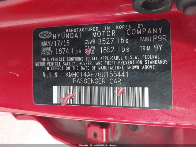 KMHCT4AE7GU155441 Hyundai ACCENT SE