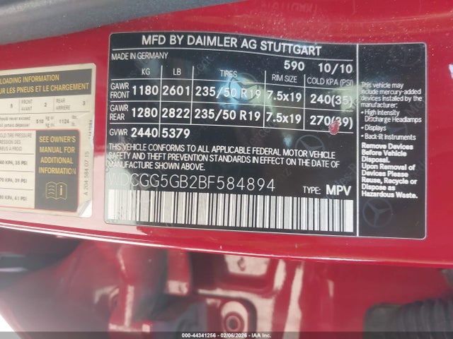 2011 Mercedes-benz Glk 350 მანქანა იყიდება აუქციონზე, vin: WDCGG5GB2BF584894, აუქციონის ნომერი: 44341256