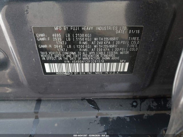 4S4BSAFC0F3291578 Subaru Outback 2.5i Premium