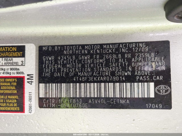 2010 TOYOTA CAMRY 4T4BF3EKXAR079014 Photo 8