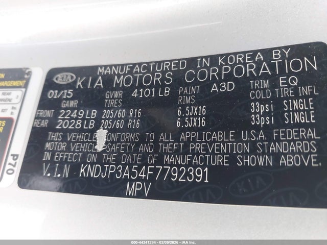 KIA SOUL + 2015 KNDJP3A54F7792391 Image 9