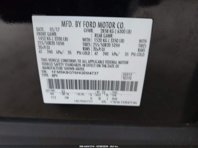 1FM5K8GT6HGD04737 Ford EXPLORER SPORT