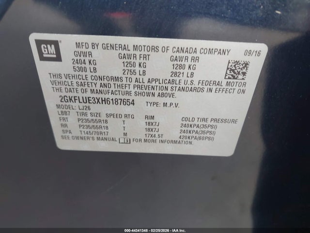 2GKFLUE3XH6187654 GMC Terrain Slt