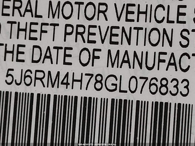 5J6RM4H78GL076833 Honda Cr-v Ex-l
