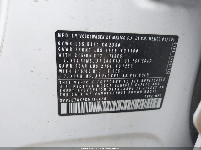 2019 VOLKSWAGEN TIGUAN 3VV3B7AX8KM160835 Photo 8