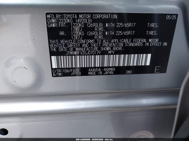 JTMRWRFV3SJ070179 Toyota Rav4 Hybrid Xle