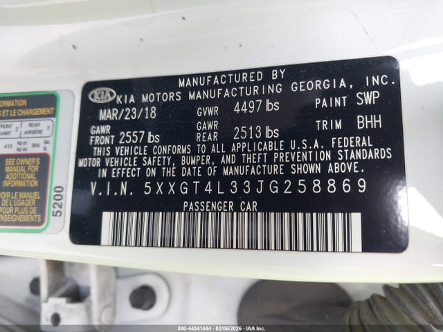 5XXGT4L33JG258869 KIA Optima Lx