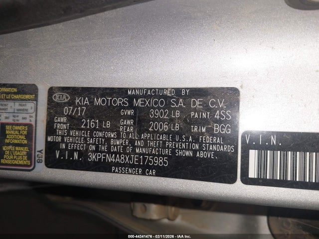 3KPFN4A8XJE175985 KIA FORTE EX