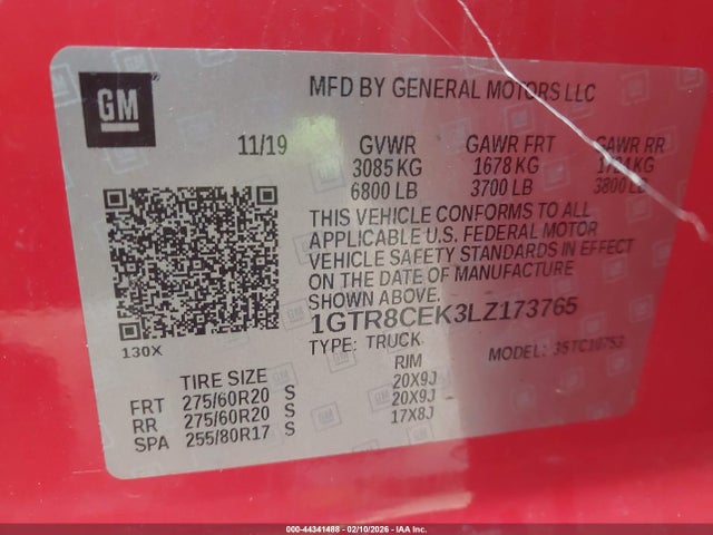 GMC SIERRA 1500 2020 1GTR8CEK3LZ173765 Image 9