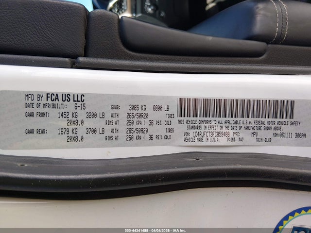 1C4RJFCT3FC859488 Jeep Grand Cherokee Overland