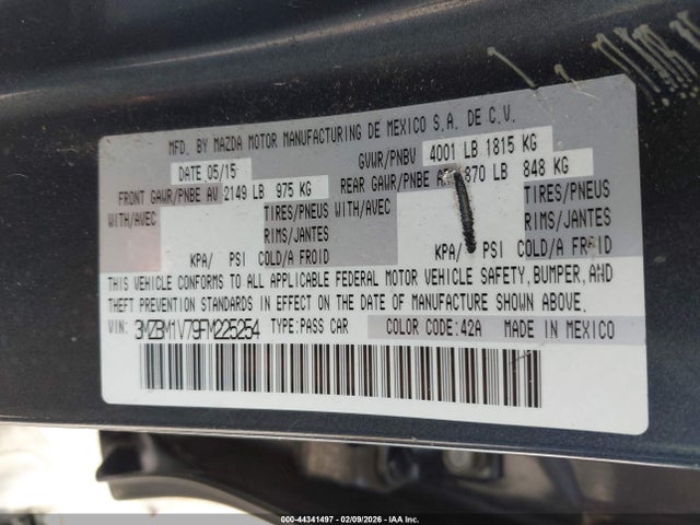 3MZBM1V79FM225254 Mazda Mazda3 I Touring