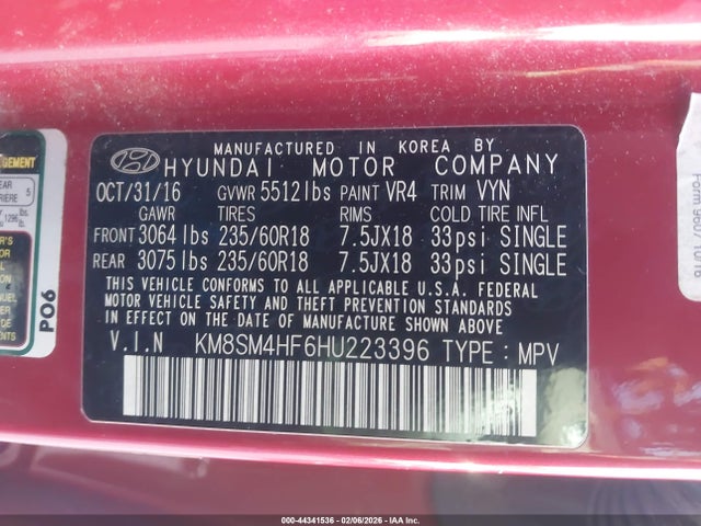 Hyundai Santa Fe Se 2017 KM8SM4HF6HU223396 Image 9