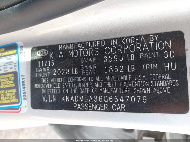 KNADM5A36G6647079 KIA RIO LX
