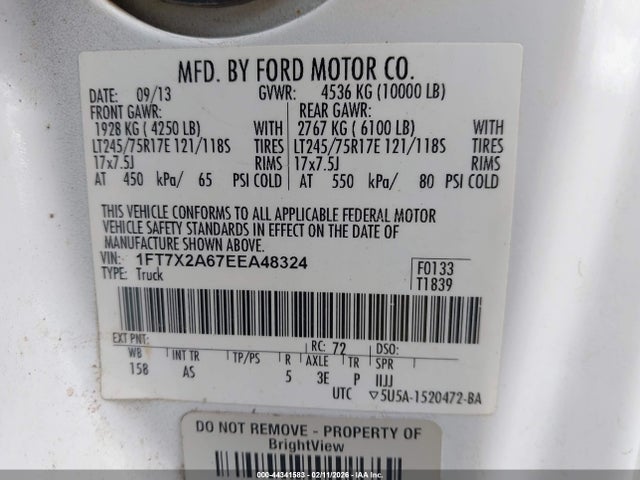 Ford F-250 Xl 2014 1FT7X2A67EEA48324 Image 8