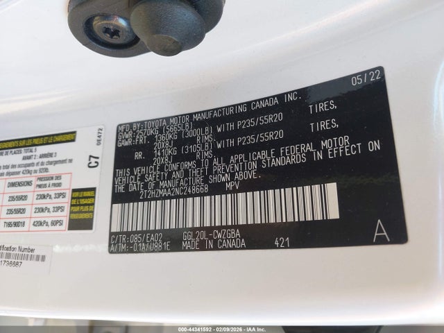 Продажа на аукционе авто 2022 Lexus Rx 350, vin: 2T2HZMAA2NC248668, номер лота: 44341592