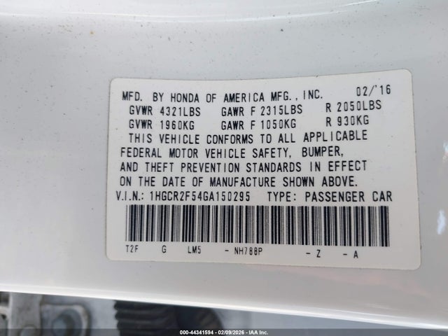 1HGCR2F54GA150295 Honda Accord Sport