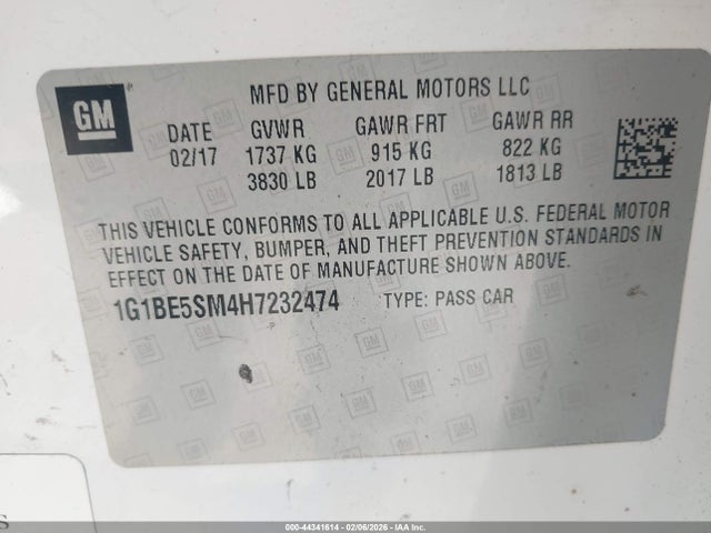 1G1BE5SM4H7232474 Chevrolet Cruze Lt Auto